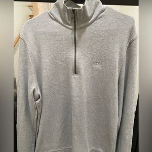 Burberry Brit Grey Embroidered Logo Quarter Zip Long Sleeve pullover.